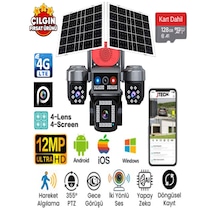 Jtech Jt-s445 3mp+3mp+3mp+3mp 12mp Aov E-sim 4g 2xsolar Panelli 4 Kameralı 1 Ptz Akıllı Kamera + 128gb Sd Kart