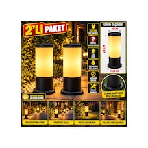 2'li Paket Siyah Silindir Bahçe Aydınlatma Armatürü 29 Cm E27 Duy 220v Amber Işık Uyumlu Dış Mekan Yürüyüş Yolu Peyzaj Lambası Siyah - 939564013 Siyah