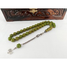 Çubuk Malzemeden Yapılma Küre Kesim Sıkma Kehribar Tesbh11.5x11.5