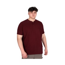 Mode Xl Büyük Beden Erkek Hakim Yaka Tişört Waffle U20036 Bordo Bordo