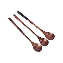 3 Tahta Kaşık Uzun Saplı Kaşık Çocuk Kaşığı Tahta Pirinç Çorbası Tatlı Kaşığı