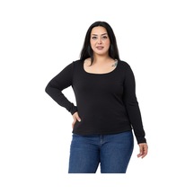 Disentis Büyük Beden İçi Şardonlu Uzun Kollu Fitilli Siyah Body-siyah Siyah