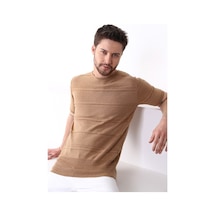 Ferraro Camel Bisiklet Yaka Erkek Pamuk Triko T-Shirt-Kahverengi (417934708) Kahverengi