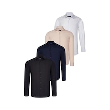 Dörtlü Set G726 Dewberry Gömlek-siyah-beyaz-lacivert-bej Siyah-beyaz-lacivert-bej