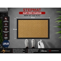 Nem Alıcı Toz Tutucu Çamur Sıyırıcı Pvc Taban Ve Pvc Bordürlü Scroll Bej Halılı Kapı Önü Paspası