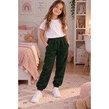 We&me Kız Çocuk Eşofman Altı 3 İplik Şardonlu Lastikli Bel Ve Paça Cepli Günlük Jogger Yeşil