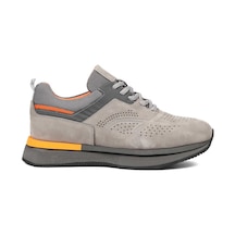Erkek Gri Kalın Tabanlı Nubuk Deri Sneaker