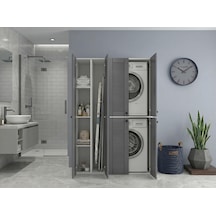 Kenzlife Membran Çamaşır Kurutma Makinesi Dolabı Yaromira Sol Gribyz Panjur 180 120 64 Mebran Kapak Mdf Gövde Beyaz