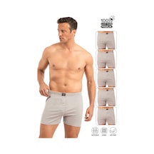 Özkan Underwear Özkan 0041 5'li Paket Erkek %100 Pamuklu Şardonlu Klasik Rahat Kesim Havlu Bel Süprem Penye Boxer Gri Melanj