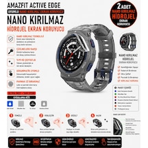 Amazfit Active Edge Uyumlu Nano Kırılmaz Hidrojel Ekran Koruyucu 2 Adet Darbe Emici Tam Koruma