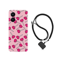 Vivo Y22S Kılıf İpli Boyun Askılı Desenli Silikon Heart Lollipop 1414
