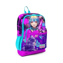 Coral High Kids Mor Pembe Anime Kedi Desenli Okul Sırt Çantası 23753