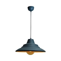 Rsylight Retro Metal Dekoratif Rustik Antrasit İçi Gold Tekli Sarkıt Avize Çap 45 Cm Beyaz
