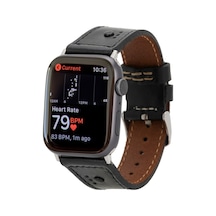 Apple Uyumlu  Watch  Deri Kordon 42-44-45mm Rst1 Siyah