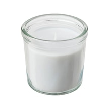 Ikea Adlad Cam Kaplı Kokulu Mum 7,5 X 7 Cm Ağaçsı Beyaz