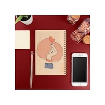 Ahşap Kapaklı Çizgisiz Defter 12x18 Cm, 48 Yaprak 124-Pembe