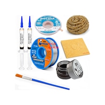 Lehimleme Seti 0,8 Mm 40 Gr Lehim Teli 2 Li Flux Cp-2515 Lehim Fitili 1fırça Ve Havya Ucu Temizleme Seti St51