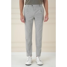 Efor Comfort Fit Gofre Dokulu Beli Lastikli Pileli Gri Jogger Pantolon P 1174 Gri