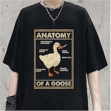 Tarzsokak Duck Anatomy Baskılı Beyaz Unisex Oversize Siyah