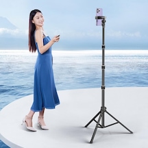 Tr Bluetooth Kumandalı Alüminyum Tripod Işık Standı 180 Cm Telefon Tutucu Stand Yüksek Açı Çekim Canlı Yayın
