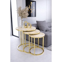 Armoni 3'lü C Zigon Gold Kaplama Krem Mermer Mdf Mebran Demonte