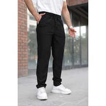 Etiler Collection Erkek Fitilli Beli Lastikli Rahat Pantolon Siyah
