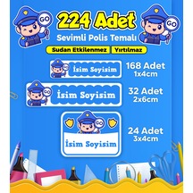 Sevimli Polis Temalı Okul Kreş Kişiye Özel İsim Etiket Seti - Model 314 Çok Renkli