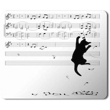 En Çok Satılan Kedi Müzik Nota Toplayan Kedi+ Baskılı Mousepad Mouse Pad