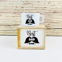 Ahşap Kutunda Best Dad Kupa Bardak Açık Ahşap