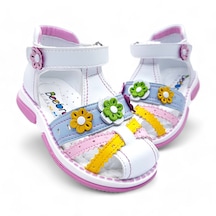 Beebron Ortopedik Kız Bebek Sandaleti Buket Serisi Bkt2409 Beyaz Pembe Sarı