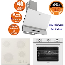 Afm Tech Ve Ferre Mus1sessiz Elektrikli Vitro Beyaz D081-SA + V6-05 + FM7601 Ankastre Set