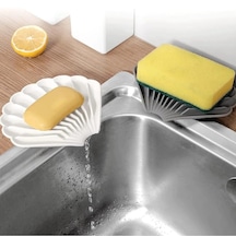 Tineke Beyaz Renk Kaymaz İstiridye Şekilli Silikon Sabunluk Sabun Depolama Tutucu Ve Taşınabilir Sabunluk Beyaz