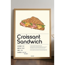 Croissant Sandwich Ahşap Çerçeveli Poster, Dekoratif Mutfak Duvar Tablosu