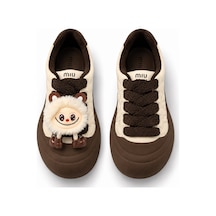 Look Life Miu Miu Çıkartılabilir Tüylü Figür Detaylı Kalın Taban Kadın Sneaker Bej
