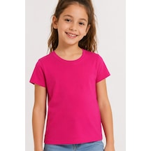 Kiagu Fuşya Kısa Kol Basic T-shirt- Terletmeyen Esnek Kumaş Pamuklu Mevsimlik Fujya Kısakol Kız Çocuk Tsort Çok Renkli