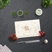 Decorita Cam Kesme Tahtası|Mutlu Yıllar Krem|20cm x 30cm