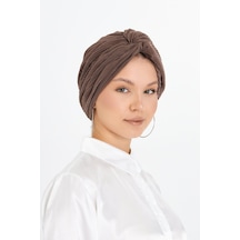 Hürrem Bone Vizon Çapraz Büzgülü Tesettür Bone Fukuro Piliseli 2512 10 Vizon