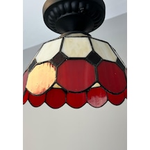 Yüceeller Tavan Vitray Avize 30 Cm 12" Kırmızı