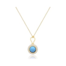 Diamond Line-Gülaylar - Sarı Altın 14 Ayar Firuze Taş Kolye N11.25128
