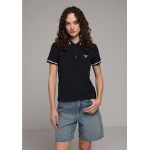 Colin's Colins Regular Fit Polo Yaka Nakışlı Kadın Lacivert Kısa Kol Tişört Cl1080075 Q1.v2 Nav