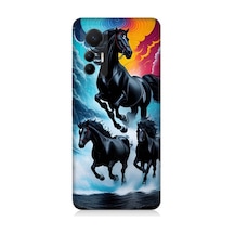 Xiaomi Mi 12 Lite 5g Uyumlu Siyah Atlar Desenli Silikon Kılıf