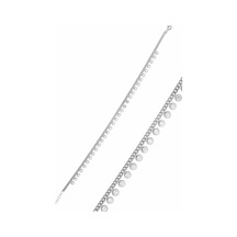 Gümüş Rodyumlu Zirkon Taşlı Gurmet Zincirli Halhal Gümüş