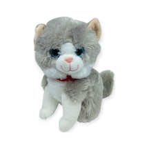 Sesli Peluş Kedi 25 Cm - Gri