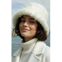 Uniquetrenders Kadın Peluş Bucket Şapka Beyaz
