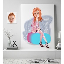 Kişiye Özel Kadın Karikatürlü Kanvas Tablo (70 X 100 Cm.) 32