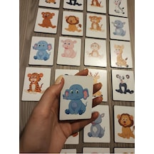 Ahşap Zeka Kartları Eşleştirme Oyunu Ahşap Puzzleoyuncak Sevimli Hayvanlar