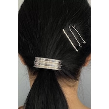Caş Dekorasyon Gümüş Renk Metal Lastik Ve Tel Toka Set Gümüş