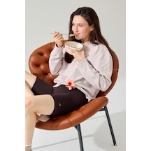 Lydney Kadın V Detaylı Sıfır Yaka Sweatshirt Bej Bej