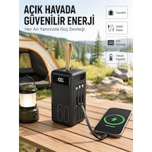 Led Ekranlı Çok Fonksiyonlu Taşınabilir Şarj Ünitesi Powerbank Yeni Nesil Siyah
