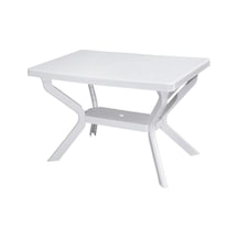 Omnipazar Mt-gf240 Prima Roccia Plastik Dikdörtgen Bahçe Balkon Masa 70x110 Cm Beyaz